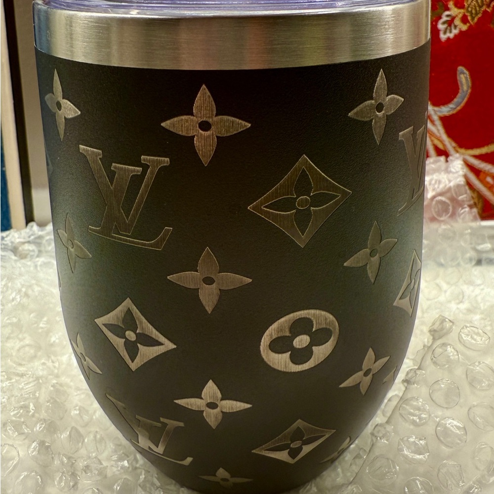 Fashion Louis Vuitton Black and Silver Monogram Tumbler